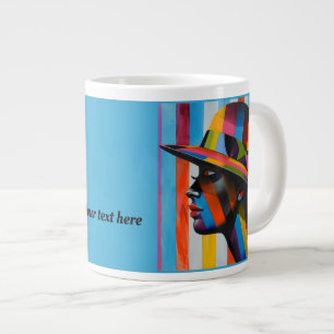 Grande Tasse Femme au chapeau coloré frappant silhouette