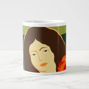 Grande Tasse Femme aux cheveux longs marchant dans le champ de