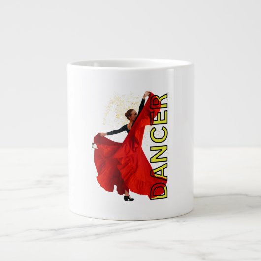 Grande Tasse Femme en robe rouge dansant (Devant)