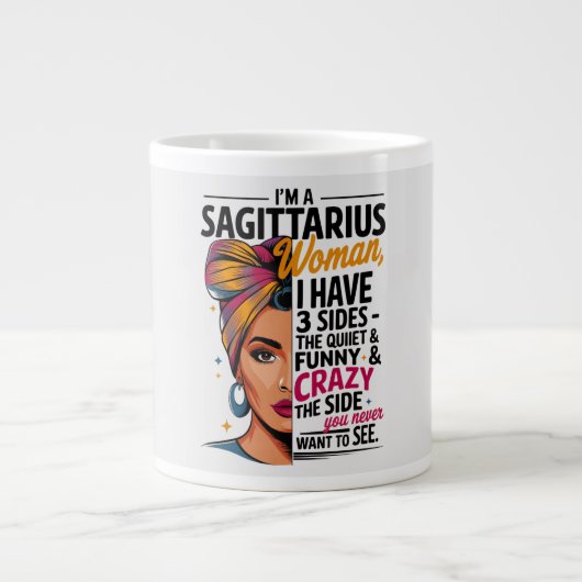 Grande Tasse Femme Sagittarius avec trois côtés drôle cadeau ca (Devant)