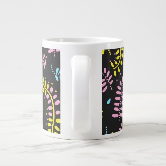 Grande Tasse Fermes Abstraites - jaune vif, rose, bleu (Dos)