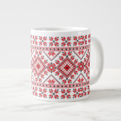 Grande Tasse Festif Red Black Fair Isle Snowflake Art Motif (Devant droit)
