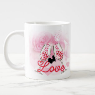 Grande Tasse Fête de la Saint-Valentin rose élégant