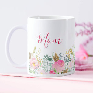 Grande Tasse Fête des Mères fleurs roses