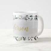 Grande Tasse Feuillage d'aquarelle de moutarde et d'olive perso (Devant droit)