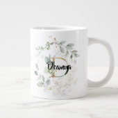 Grande Tasse Feuilles d'or de verdure Monogramme Nom initial "D (Droite)