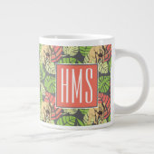 Grande Tasse Feuilles Et Éléphants De La Jungle Exotique| Monog (Droite)