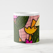 Grande Tasse feuilles tropicaux Abstraits et fleurs (Devant)