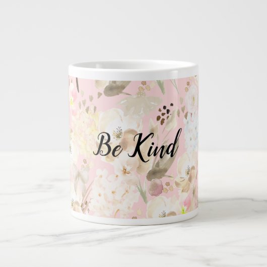 Grande Tasse Fille Blush Crème Rose Blanc Floral (Devant)