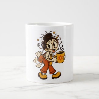 Grande Tasse Fille de bureau chaotique rétro avec autocollant d