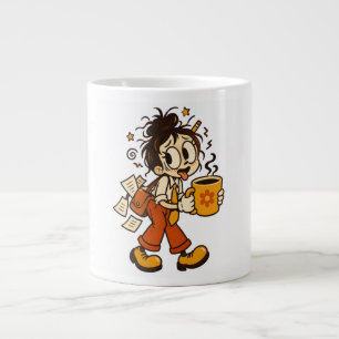 Grande Tasse Fille de bureau chaotique rétro avec autocollant d