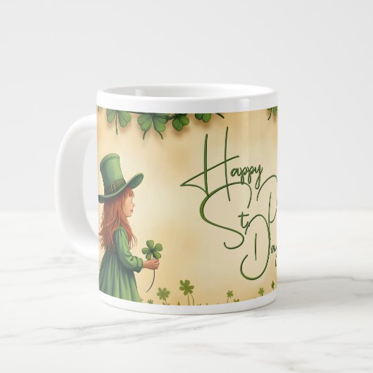 Grande Tasse Fille de la Saint-Patrick avec des trèfles (Devant gauche)