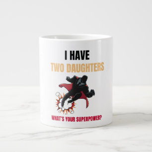 Grande Tasse Filles personnalisables Papa Deux filles Superhero