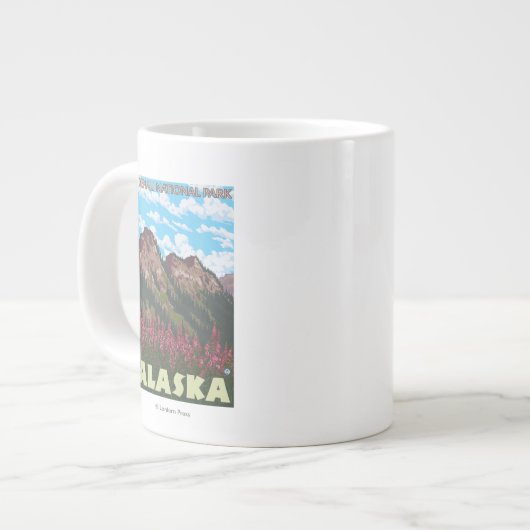 Grande Tasse Fireweed & Mountains - Denali Nat'l Park, (Devant gauche)