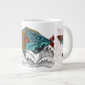Grande Tasse fish design mug/needle punch design/elements (Devant droit)
