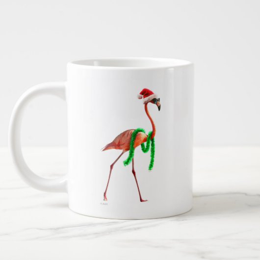 Grande Tasse Flamant rose de Noël sur la plage (Gauche)