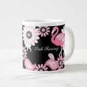 Grande Tasse Flamant rose moderne noir rose Paisley (Devant droit)