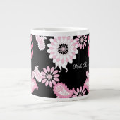 Grande Tasse Flamant rose moderne noir rose Paisley (Devant)
