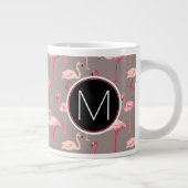 Grande Tasse Flamants roses rétro| Monogramme (Droite)
