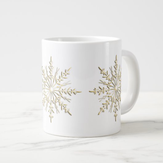 Grande Tasse Fléchettes de neige Gold Winter en blanc (Devant droit)