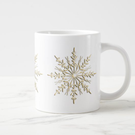 Grande Tasse Fléchettes de neige Gold Winter en blanc (Droite)