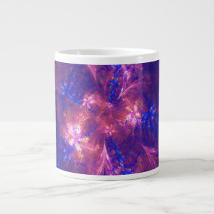 Grande Tasse Fleur Abstraite Mélange De Motifs Violet Et Bleu