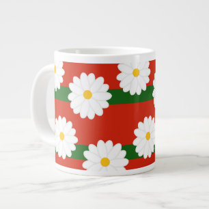 Grande Tasse Fleur blanche Fleur rouge Joyeux Noël