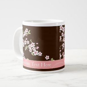 Grande Tasse Fleur de bois de chien rose/Brown personnalisée