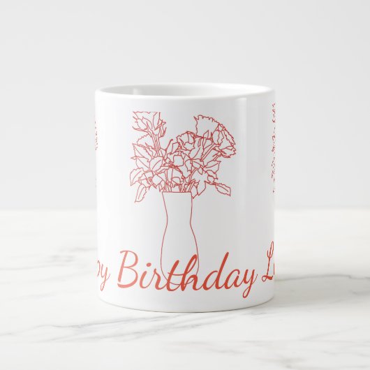 Grande Tasse Fleur de ligne moderne Illustration originale (Devant)