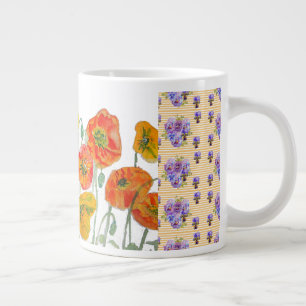 Grande Tasse Fleur d'eau de pavot orange rouge Peinture de femm