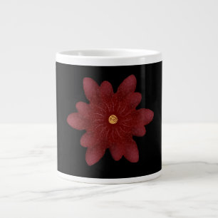 Grande Tasse Fleur élégante de velours rouge sur fond noir Fl