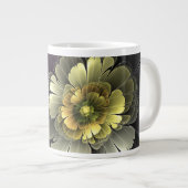 Grande Tasse Fleur fractale grise pourpre moderne abstraite (Devant droit)