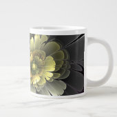 Grande Tasse Fleur fractale grise pourpre moderne abstraite (Droite)