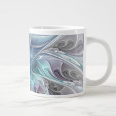 Grande Tasse Fleur fractale moderne abstraite avec du bleu (Droite)