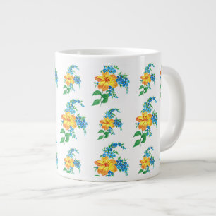 Grande Tasse Fleur jaune et bleu