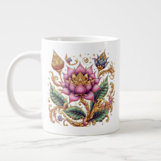 Grande Tasse Fleur Motif Thaïlandais (Gauche)