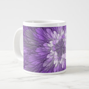 Grande Tasse Fleur psychédélique violette Abstraite Fractal Art