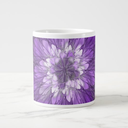 Grande Tasse Fleur psychédélique violette Abstraite Fractal Art (Devant)