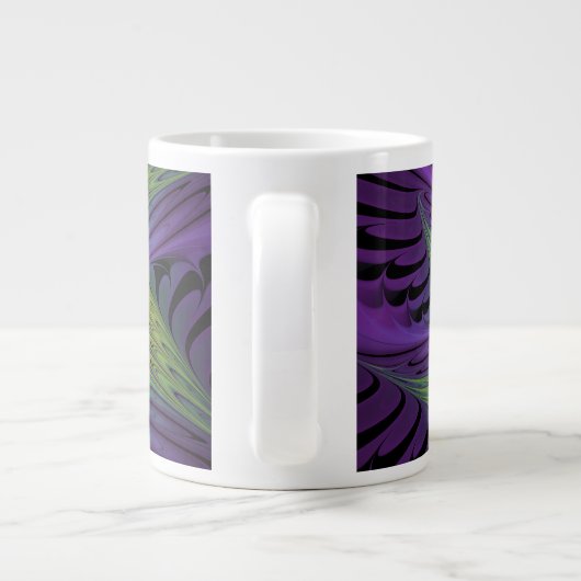 Grande Tasse Fleuron vert violet Art Abstrait fractal moderne (Dos)