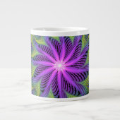 Grande Tasse Fleuron vert violet Art Abstrait fractal moderne (Devant)