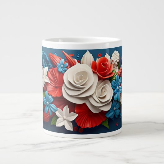 Grande Tasse Fleurs 3D vibrantes (Devant)