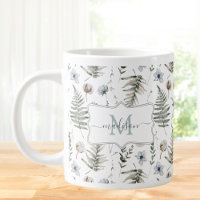 Fleurs de monogramme et feuilles de fougère floral