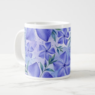 Grande Tasse Fleurs de Pervenche Bleu Violet Fleurs de Vinca