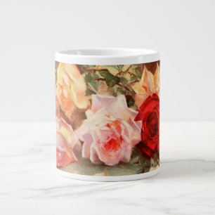 Grande Tasse Fleurs de rose antiques florales vintage Art de na