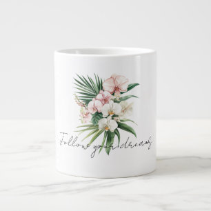 Grande Tasse Fleurs d'orchidées tropicales roses