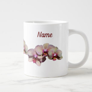 Grande Tasse Fleurs d'orchidées Votre nom Personnalisé
