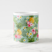 Grande Tasse Fleurs et ananas tropicaux| Ajouter votre premier (Devant)