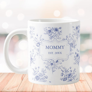 Grande Tasse Fleurs Florales Bleues Personnalisées pour la Fête