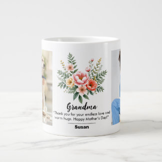 Grande Tasse Fleurs florales Fête des mères Granma cadeau Jumbo