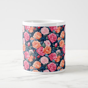 Grande Tasse Fleurs florales roses Motif-80037